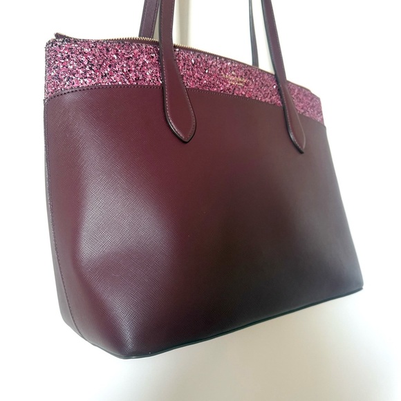 Kate Spade Burgundy Holiday Glam Accent Tote Shoulder Bag - Picture 5 of 10